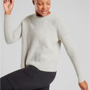 ATHLETA Turin Wool Cashmere Sweater Size small Light Grey Heather